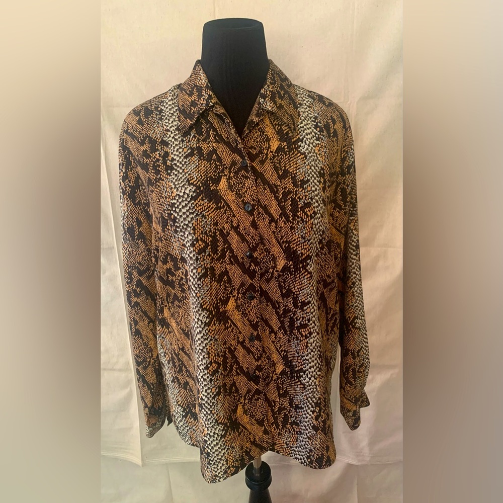 Claudia Richards Autumnal snakeskin button down blouse
